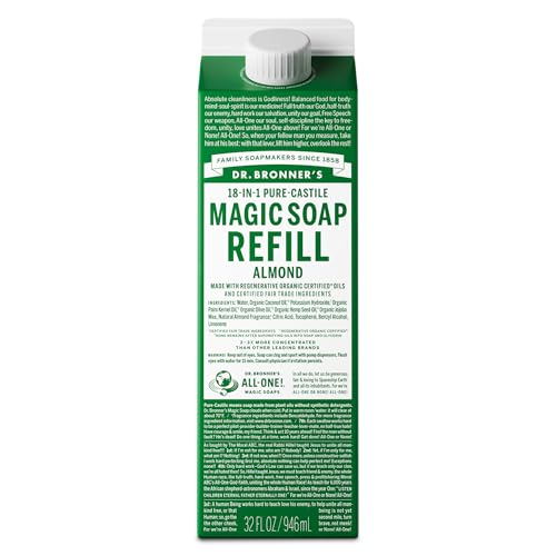 Dr. Bronner's Magic Soap Pure-Castile Liquid Soap Refill - Made with Regenerative Organic Certified Oils - 18-in-1 Uses for Face, Body Wash, Hand Soap Beauty & Personal Care Dr. Bronner's