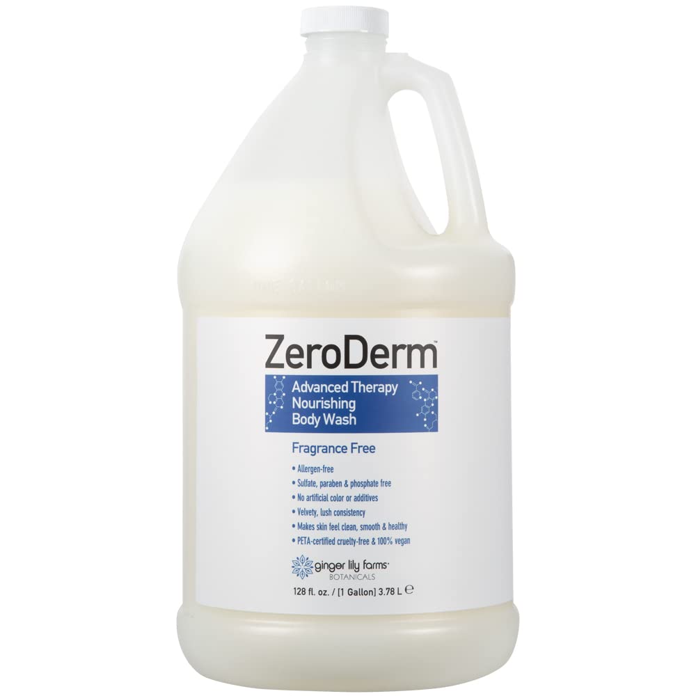 Ginger Lily Farms Botanicals ZeroDerm Advanced Therapy Nourishing Body Wash, 100% Vegan & Cruelty-Free, Fragrance Free, 1 Gallon (128 Fl. Oz.) Refill Beauty & Personal Care Ginger Lily Farms