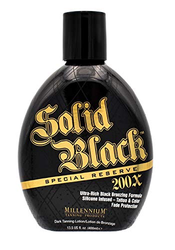 Millennium Solid Black Special Reserve 200X Tanning Lotion - Indoor/Outdoor Use with Advanced Silicone Bronzer, Tattoo Protection - Tanning Lotion Beauty & Personal Care Millennium Tanning