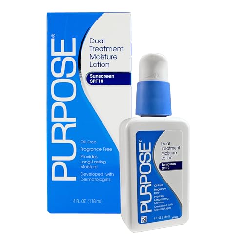 Purpose Dual Treatment Moisture Lotion with SPF 10 - Oil-Free, Fragrance-Free Daily Moisturizer for Sensitive Skin - 4 Fluid Oz. Beauty & Personal Care Purpose