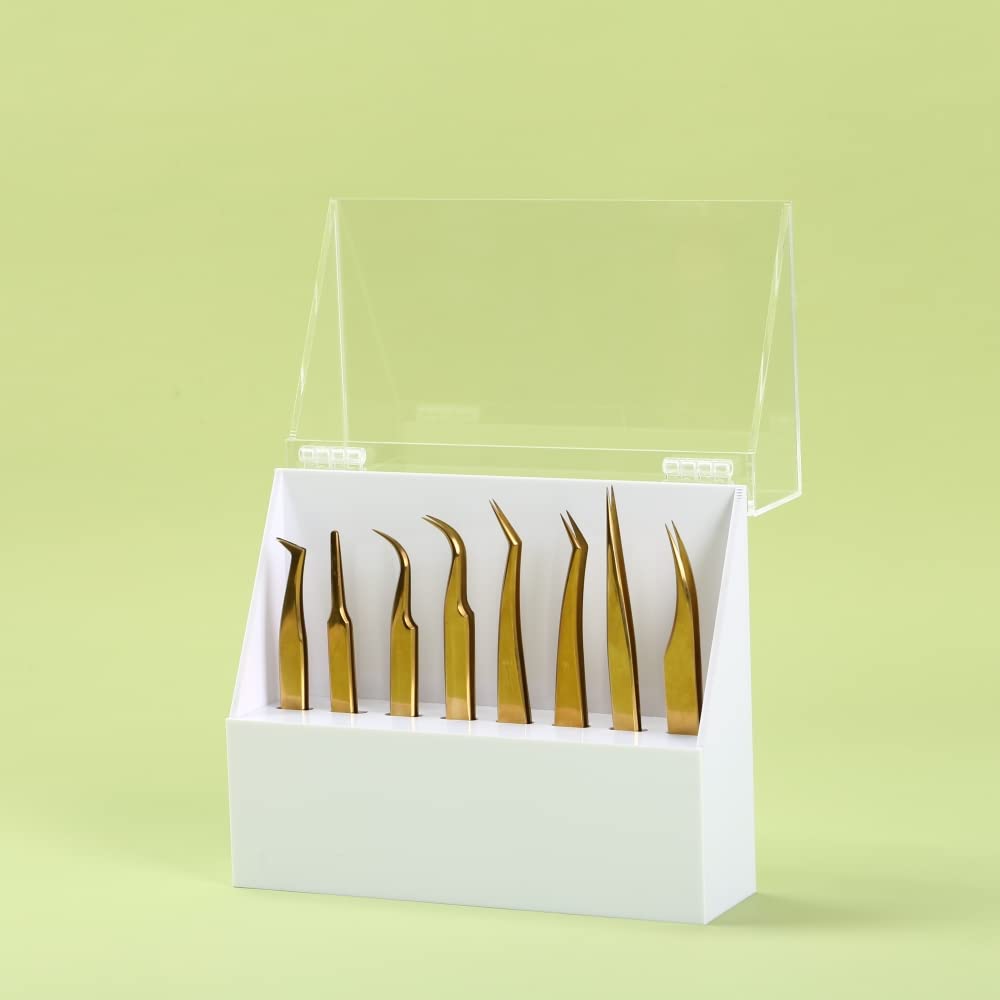LIXIMMAZN Dust-proof 8 Holes Tweezers Holder, Eyelash Extensions Supplies Acrylic Display, Acrylic Rack Storage Eyelash Extension Tools with Dust Beauty & Personal Care LIXIMMAZN