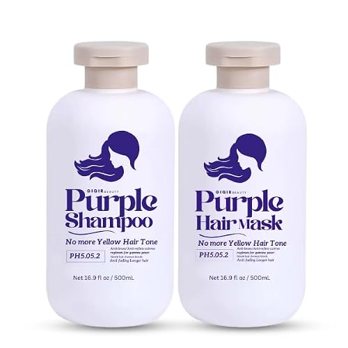 GiQir Beauty Purple Shampoo and Hair Mask Set, No More Yellow Hair Tone, Anti-Fading, 16.9 fl oz, 500mL, PH5.05.2 Beauty & Personal Care GiQir Beauty