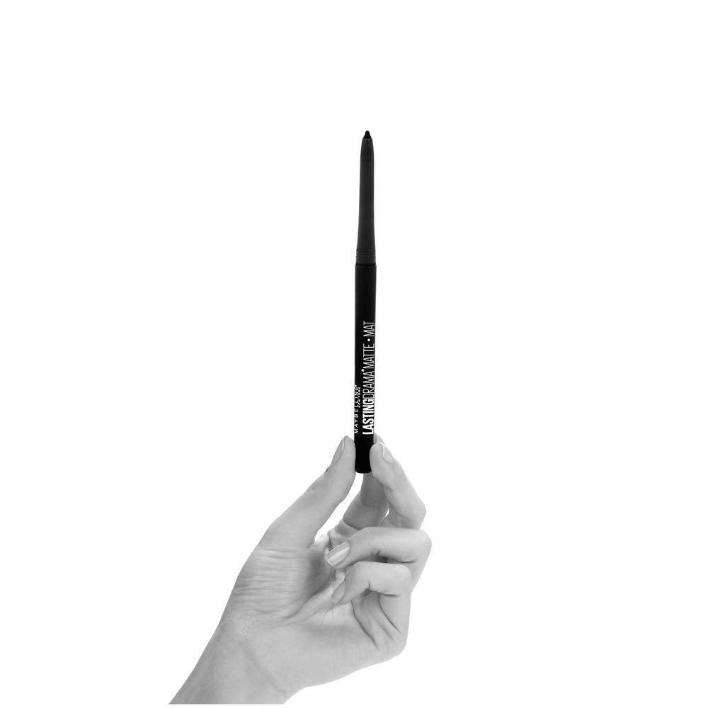 Maybelline Eyestudio Lasting Drama Waterproof Matte Gel Pencil Black Eyeliner Makeup, Jet Black, 2 Count Beauty & Personal Care MAYBELLINE