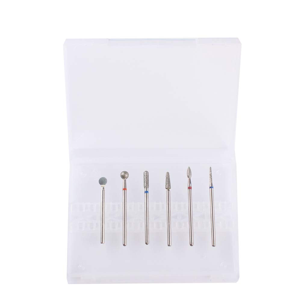 MZCMSL Russian Cuticle Drill Bit Set with Case,6pcs Cuticle Remover Bits (Needle,Ball,Flame,Cylinder,Tapered),Diamond Nail Bit Stone Bit Beauty & Personal Care MZCMSL