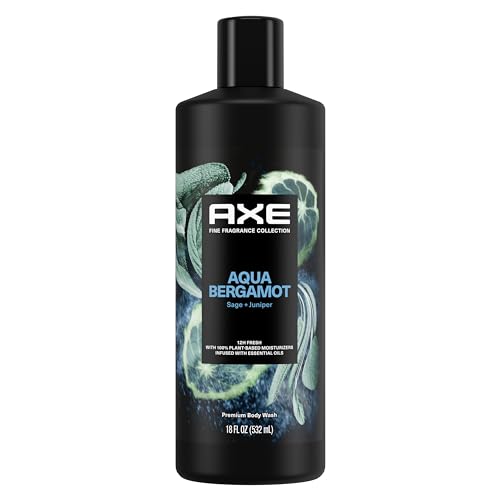 AXE Fine Fragrance Collection Body Wash For Men Aqua Bergamot 12h Refreshing Scent Shower Gel Infused with Bergamot, Sage, and Juniper Essential Oils Beauty & Personal Care AXE
