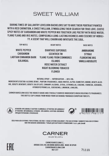 Sweet William by Carner Barcelona Eau De Parfum Spray 3.4 oz for Women Beauty & Personal Care Carner Barcelona