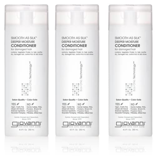 GIOVANNI Smooth As Silk Deeper Moisture Conditioner - Calms Frizz, Adds Moisture, Detangles, Wash & Go, Co Wash, Infused with Natural Botanical Beauty & Personal Care GIOVANNI