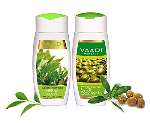 Vaadi Herbals Superbly Smoothing Heena Shampoo, 110ml with Olive Conditioner, 110ml Beauty & Personal Care NWIL