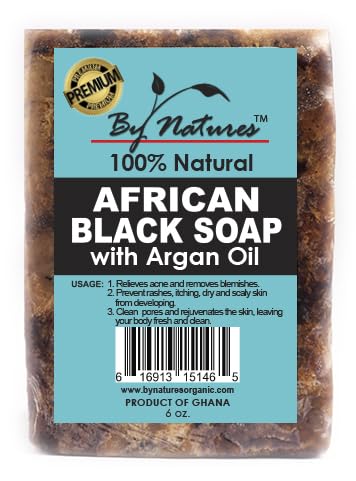 By Natures 100% Natural African Black Soap With Argan Oil 6.0 Oz (Pack of 1) Beauty & Personal Care By Natures