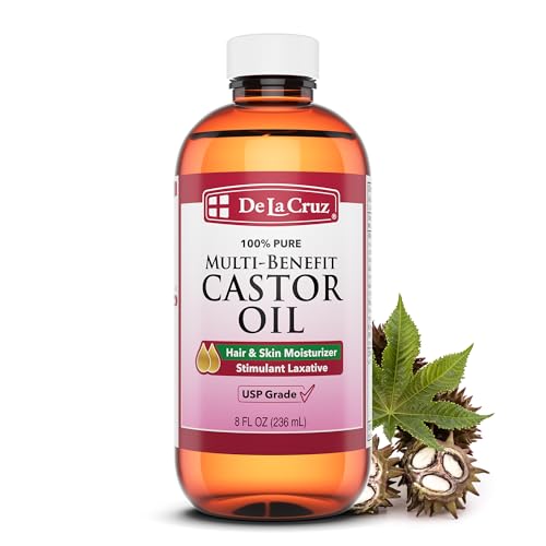 De La Cruz Castor Oil - 100% Pure Castor Oil for Hair, Skin, Eyelashes, and Eyebrows - USP Grade, 8 FL Oz Beauty & Personal Care De La Cruz