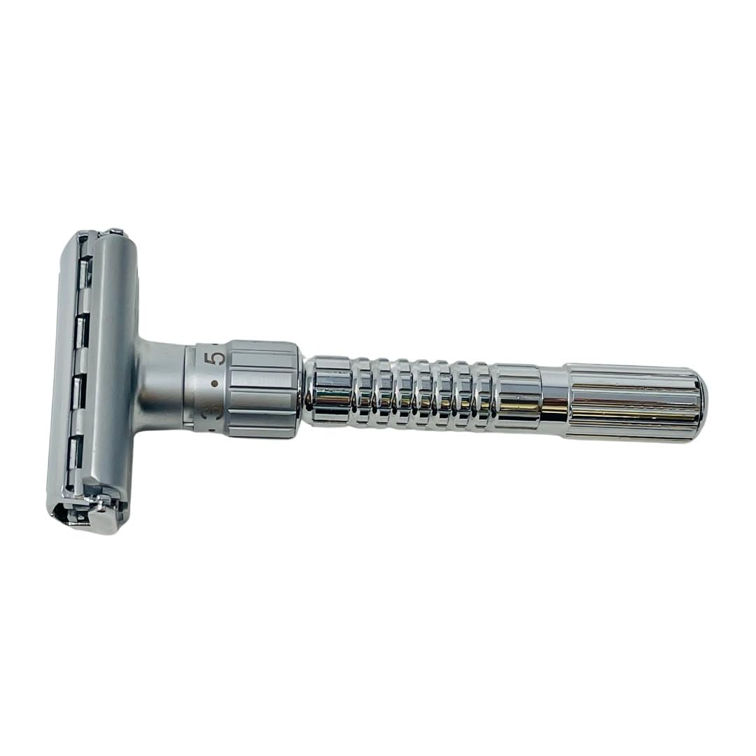 G.B.S Adjustable Double Edge Butterfly Razor Stainless Steel Knurled Handle Ergonomic Non Slip Grip Beauty and Personal Care G.B.S