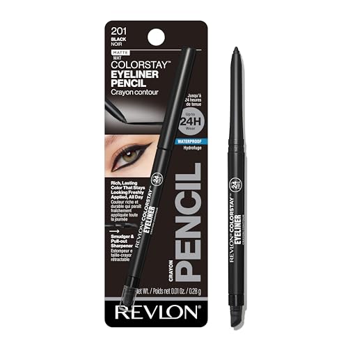 Revlon ColorStay Pencil Waterproof Eyeliner, Smudge-Proof, Eye Makeup with Built-In Sharpener, Stocking Stuffer for Women, 201 Black, 0.01 oz Beauty & Personal Care REVLON