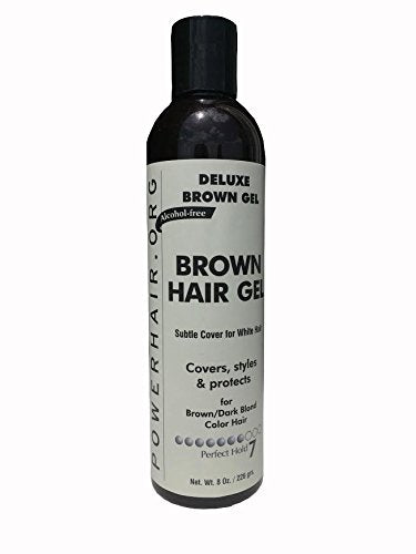 POWERHAIR Hair Gel, Subtle cover for gray hair, alcohol free, perfect hold, 8 Fl oz.(Black/Red/Brown) (BROWN for Dark Blonde) Beauty & Personal Care POWERHAIR.ORG