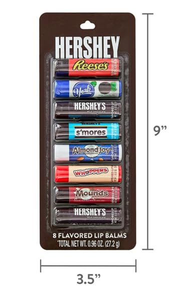 Hershey Flavored Lip Balm Gift Set - 8 Count Candy-Inspired Lip Care - Includes Reese’s, York, S’mores & More - Fun Gift for Birthdays, Holidays Beauty and Personal Care Taste Beauty