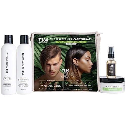 T180 Hair Care Therapy Hair Repair Treatment for Damaged Hair - 4-Piece, 8 oz Kit Treatment Consisting of Vitalizing Shampoo and Conditioner, Hair Beauty & Personal Care T180 PROFESSIONAL
