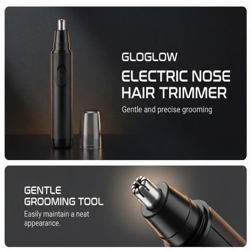 GLOGLOW Electric Nose Hair Trimmer for Men Women, Rechargeable Ear and Nose Hair Trimmer Clipper with Painless Dual Edge Blades, Facial Hair Remover Beauty and Personal Care GLOGLOW