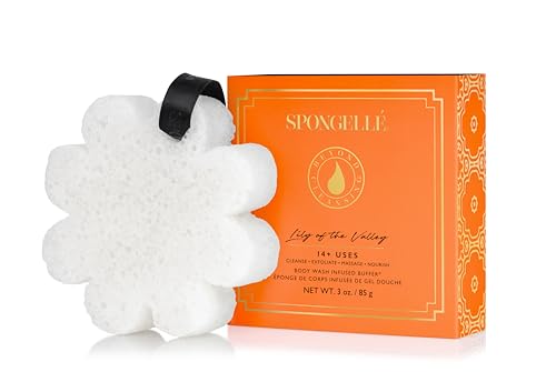 Spongellé Lily of The Valley Wild Flower Bath Sponge with Box for Mothers Day Gift - Built-in Body Wash & Body Scrubber, Shower Loofah Sponge Beauty and Personal Care SPONGELLÉ