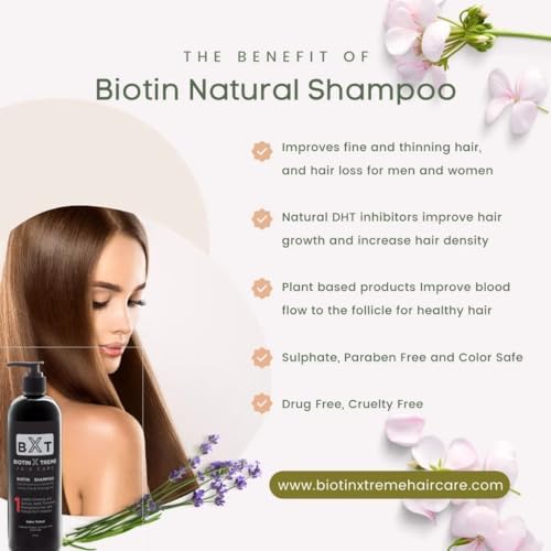 Biotin X Treme Hair Care Biotin Shampoo and Conditioner Set - Natural DHT Blocker for Hair Growth & Thinning Hair - Sulfate & Paraben Free Thickening Beauty & Personal Care Biotin X Treme Hair Care