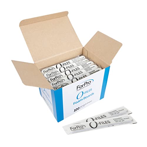 ForPro Professional Collection O-Files Foam Board, Double-Sided Manicure Nail File, 100/180 Grit, Individually-Wrapped, 6" L x .75" W, White Beauty & Personal Care ForPro Professional Collection