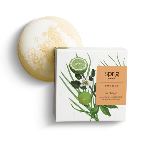 Sprig by Kohler Bergamot + Lemongrass Bath Bomb, Hypoallergenic, Made with Natural Botanicals & Premium Skincare Ingredients (Shea Butter, Coconut… Beauty & Personal Care Kohler