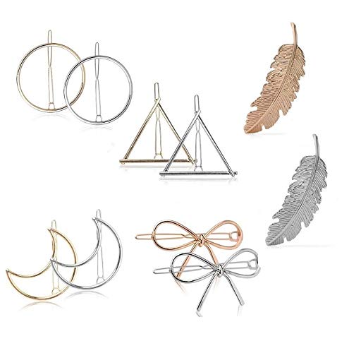 Drayas Minimalism Style Hair Clip for Women?Metal Hair Clips Geometric Patterns Hair Barrettes, Leaf Bowknot Hollow Round Triangle Moon hollow Hair Beauty & Personal Care Drayas