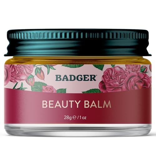 Badger Rose Beauty Balm, 100% Organic Nourishing Treatment For Face, Neck & Hands w/Pure Rose Essential Oil, Intensive Long Lasting Face Moisturizer Beauty & Personal Care Badger