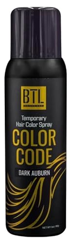 BTL Professional BTL Color Code Temporary Hair Color Spray-On! Vibrant & Easy to Wash | Fast Drying (3oz/80g) (Dark Auburn, 3oz/80g) Beauty & Personal Care BTL Professional