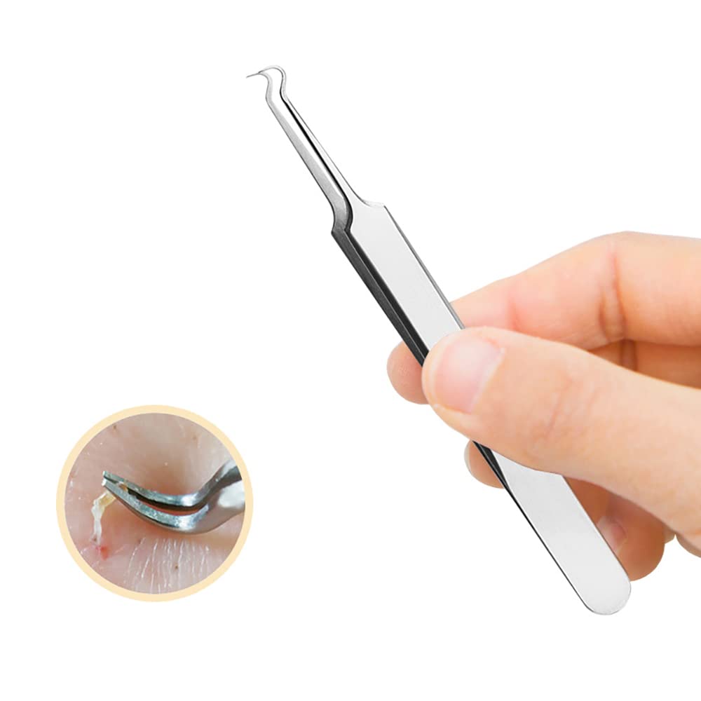 BEUKING Acne Blemish Blackhead Comedone Stainless Steel Nipper Blemish Extractor Tool for Remove Blackhead Acne Whitehead Pimple Bend Curved Tweezers Beauty & Personal Care BEUKING