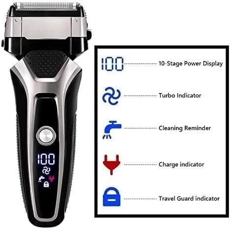 CYRMPQ Men's Shaver, USB Rechargeable Electric Shaver Stainless Steel Shaving Machine for Men 3D Triple Floating Blade Razor Shaver Barber Electric Beauty and Personal Care CYRMPQ