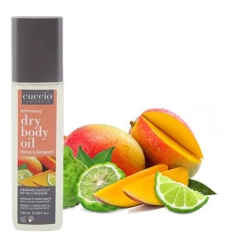 Cuccio Naturale Hydrating Dry Body Oil - Mango & Bergamot, 3.38 fl oz - Fast-Absorbing Lightweight Moisturizer for Smooth, Radiant Skin - Non-Greasy Beauty & Personal Care Cuccio