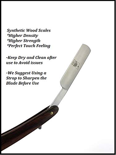 G.B.S Wooden Handle Straight Edge Stainless Steel Barber Shaving Straight Razor, Handmade, Extra Sharp With Leather Razor Travel Case Beauty and Personal Care G.B.S