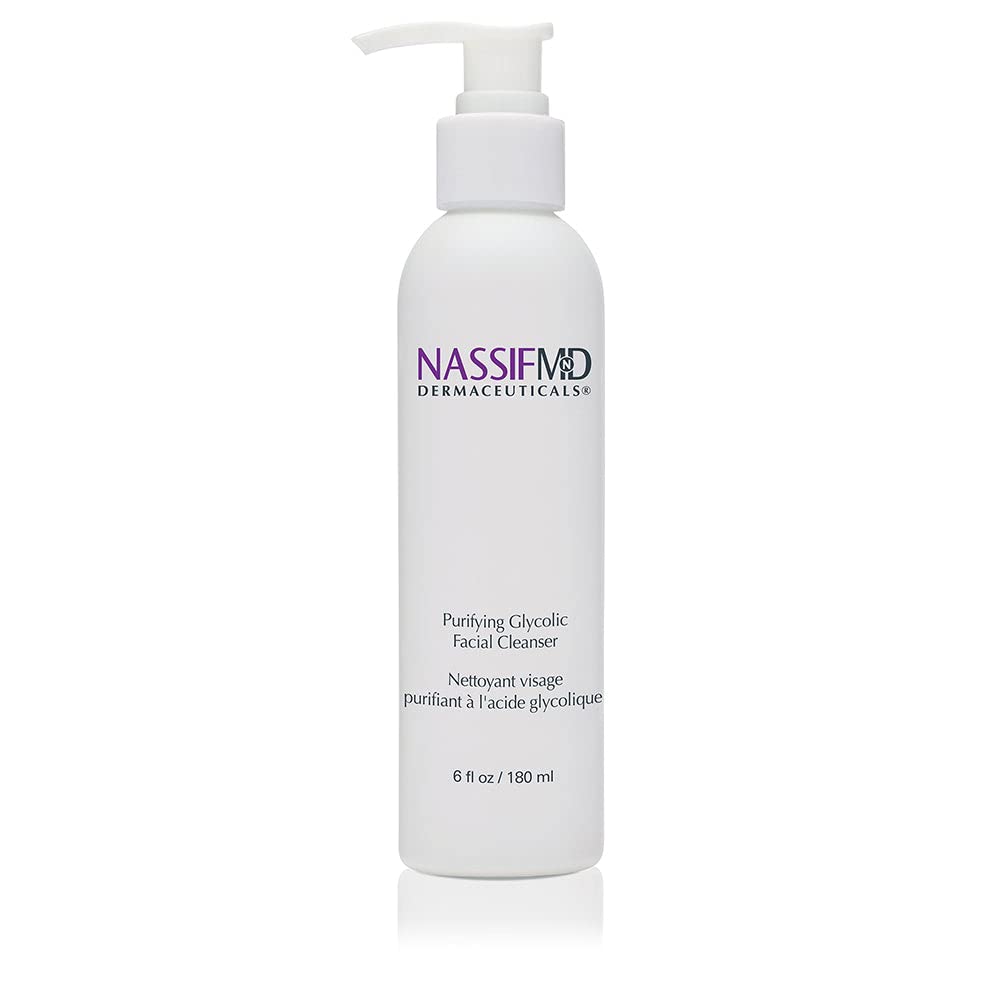 NassifMD Glycolic Acid Face Wash, Hydrating Facial Cleanser, Anti aging Face Wash, Glycolic cleanser for Face for Wrinkles and Fine Lines, Evens Skin Beauty & Personal Care NASSIFMD