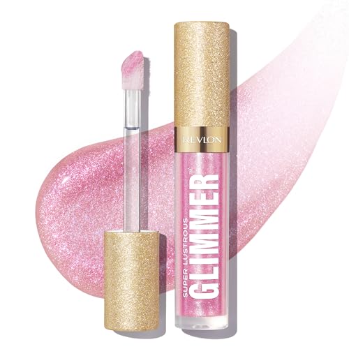 Revlon Super Lustrous Glimmer Gloss, Non-Sticky Lip Gloss, High-Shine Finish, Plant-Based Glitter, 002 Pink Prisma, 0.13 fl oz Beauty & Personal Care REVLON