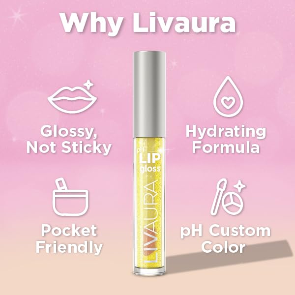 LIVAURA Shimmer Lip Gloss pH Activated, Glitter Lip Gloss for Women, Glossy, Shiny, Sparkly LipGloss, High-Shine Glittery Lipstick, Glimmer Sparkle Beauty & Personal Care LIVAURA