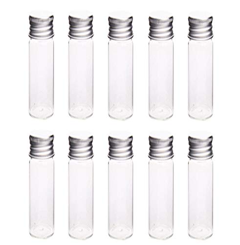10Pcs Glass Sealed Bottle with Screw Aluminum Cap Clear Tiny Empty Sample Vials Glass Jars Containers Cute Wishes Bottle (20ml) Beauty & Personal Care glasstore