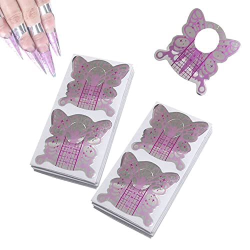 VNC 200Pcs Nail Form Extension Sticker Pruple Bufferfly Shape Nail Art Guide Form Acrylic Tips UV Gel Extension Stickers Guide Stencil Manicure Tools Beauty & Personal Care VNC
