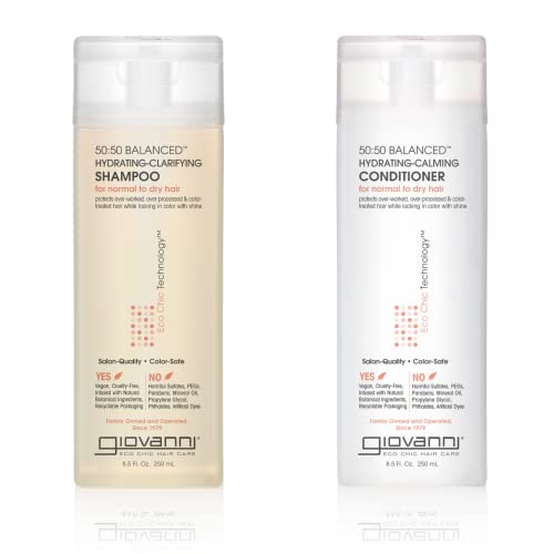 Giovanni 50:50 Balanced Shampoo and Conditioner Set - Clarifying Shampoo for Women & Men, Cleansing for Damaged, Frizzy Hair, Moisturizing Conditioner Beauty & Personal Care GIOVANNI