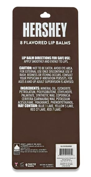 Hershey Flavored Lip Balm Gift Set - 8 Count Candy-Inspired Lip Care - Includes Reese’s, York, S’mores & More - Fun Gift for Birthdays, Holidays Beauty and Personal Care Taste Beauty