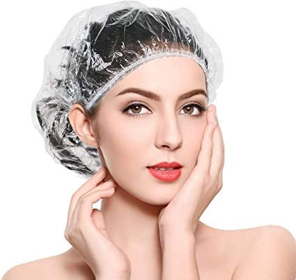 Disposable Shower Caps, 200PCS Disposable Clear Plastic Waterproof Hair Shower Caps for Women, Spa, Processing caps for hair Home Use, Hotel and Hair Beauty and Personal Care HLEC