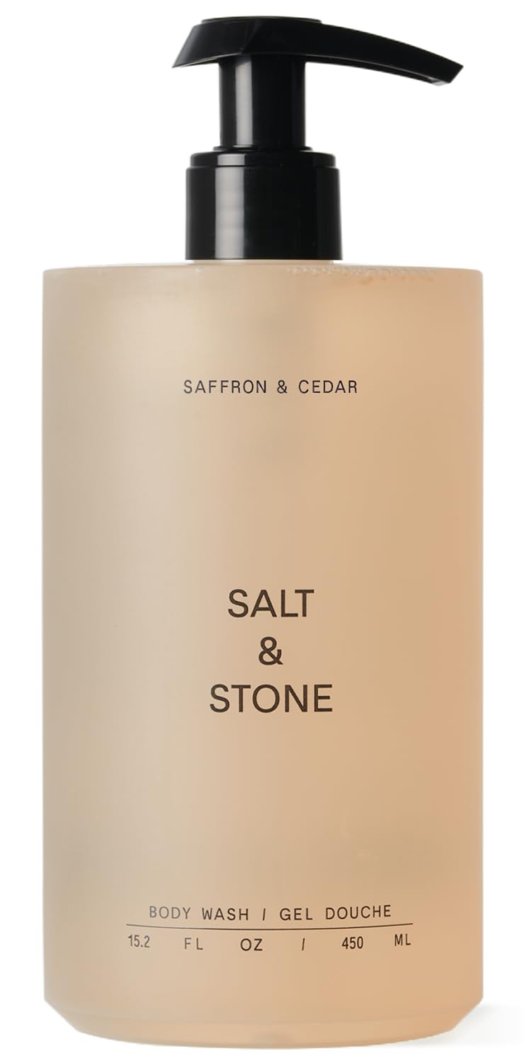 Salt & Stone Body Wash with Antioxidants for Deep Moisture | For Women & Men, Sulfate, Paraben, & Dye Free, Leaving Skin Soft and Hydrated | Saffron Beauty & Personal Care Salt & Stone