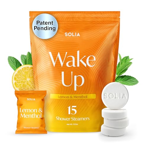 Solia Energizing Citrus Menthol Shower Steamers 15-Pack - Patent-Pending Real Essential Oil Menthol Shower Steamer Bombs, Spa Steamers Aromatherapy Beauty and Personal Care Solia