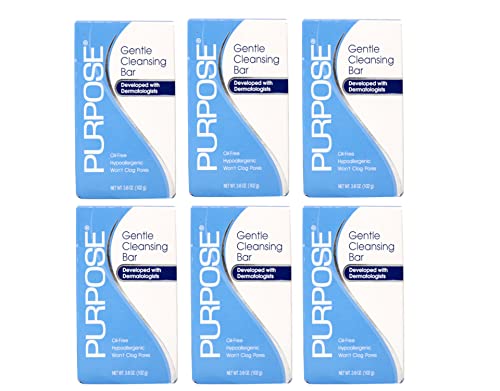 PURPOSE Gentle Cleansing Bar, Gentle As Water, All Skin Types, For Sensitive & Dry Skin, Oil-free, Hypoallergenic, Sulfate-Free, 3.6 oz Bar (6 Pack) Beauty & Personal Care Purpose