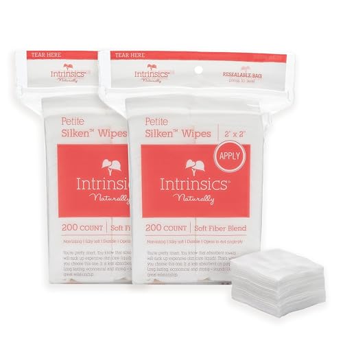 Intrinsics Petite Silken 2x2 Esthetic Wipes 2 Pack (400 Count) | 4-Ply Premium Lint-Free Facial Wipes & Cotton Pads for Face | Low-Absorbency Face Beauty and Personal Care Intrinsics Default Title