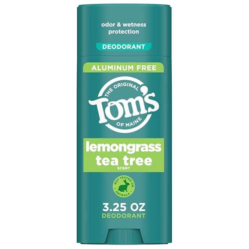 Tom’s of Maine Lemongrass Tea Tree Aluminum Free Natural Deodorant For Women & Men - Goes on Clear - Odor & Wetness Protection - Naturally Derived Beauty and Personal Care Tom's of Maine