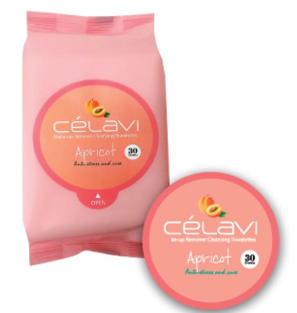 Celavi Makeup Remover Cleansing Wipes Removing Towelettes 2 Packs - 60 Sheets (Apricot) Beauty & Personal Care Celavi Cosmetics