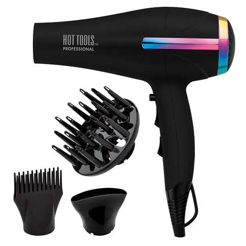 HOT TOOLS Professional Ceramic Rainbow Hair Dryer - Fast Drying Blow Dryer with Quiet Operation and Ion Technology for Long-Lasting and Shinier Hair Beauty & Personal Care HOT TOOLS