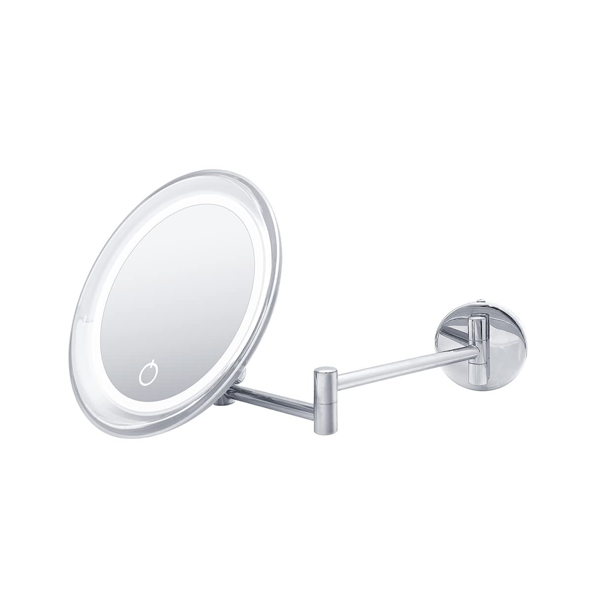 WS Bath Collections Beauty 300T Beauty 18" W x 3-1/8" H Modern Circular Framed Makeup Wall Mirror with LED Lighting - Polished Chrome Beauty and Personal Care WS Bath Collections