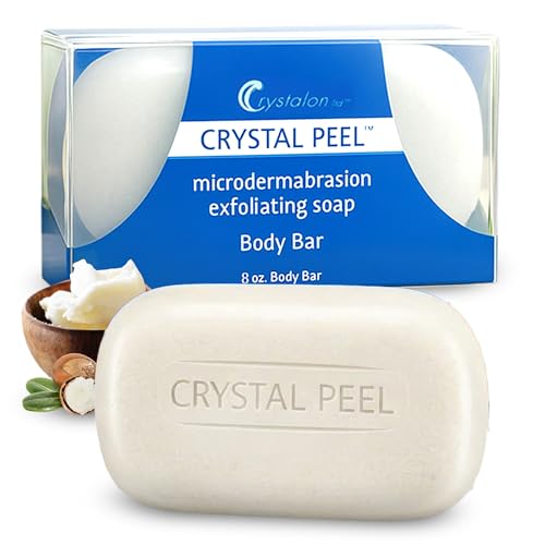 Exfoliating Bar Soap for Men & Women, Crystal Peel Luxury Microdermabrasion Hydrating & Exfoliating Body Soap Bar Solid Magnesium Mineral Scrub Beauty & Personal Care Crystalon Crystal Peel