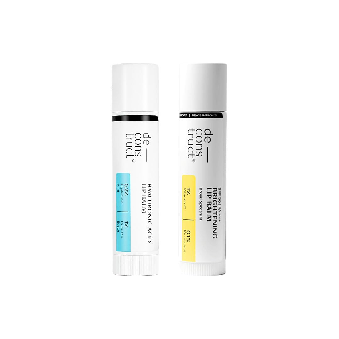 Deconstruct Bright & Hydrate Lip Duo - 1% Vitamin C & 0.1% Resorcinol And 0.2% Hyaluronic Acid & 1% Cupuacu Butter - Lip Balm For Women And Men - 4Gm Beauty and Personal Care De - cons truct