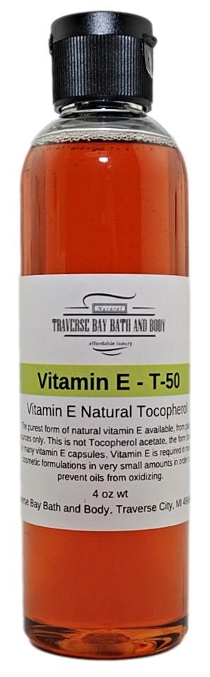 Traverse Bay Bath and Body Vitamin E - T-50, 4 oz Natural Vitamin E, Soap Making supply's. Full Spectrum Tocopherol Beauty & Personal Care Traverse Bay Bath and Body
